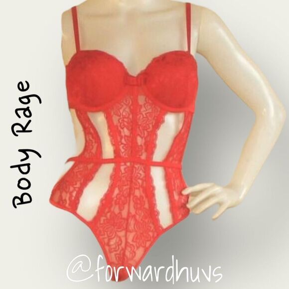 Body Rage Red One-Piece Bodysuit Lingerie Size Medium - Picture 2 of 9